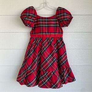 *Like NEW* Janie & Jack Christmas Red Plaid Silk Dress Size 5